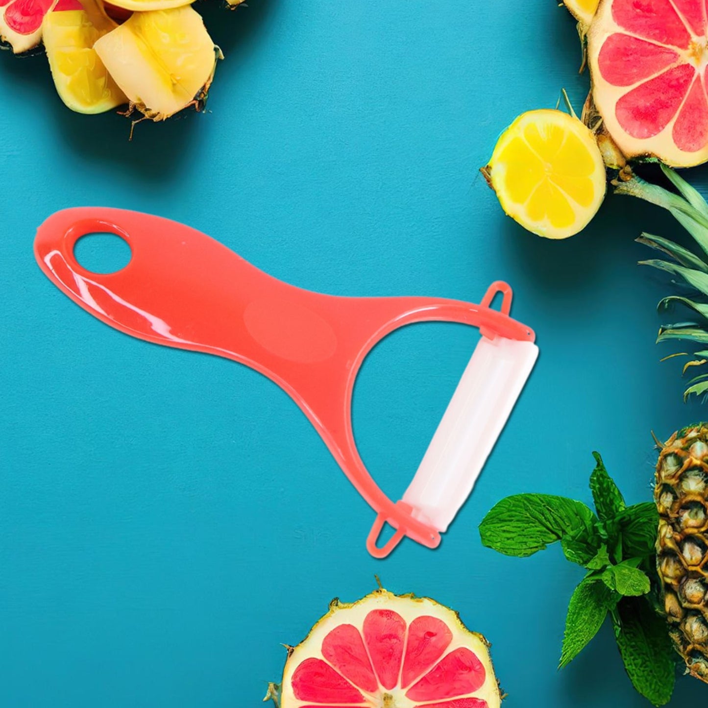 Kitchen Knife Set with Marble-Coated Blades & Red Handles (6 Pc) Your Brand