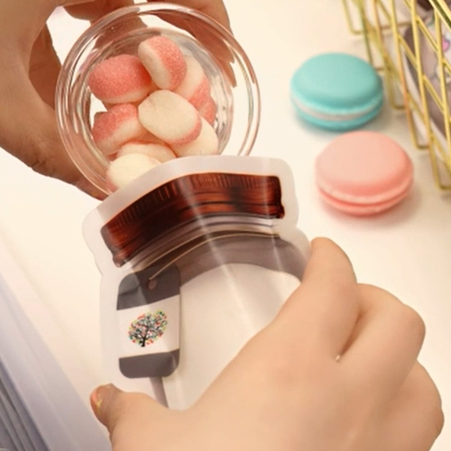 Plastic Transparent Medium Jar Shaped Pouch With Zipper (1 Pc) Your Brand