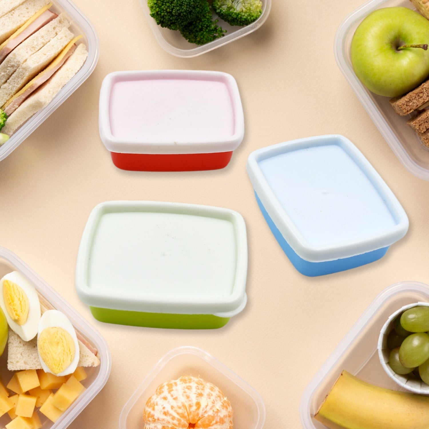 3-Piece Multicolor Airtight Container Set – Rectangular Food & Fridge Storage Your Brand