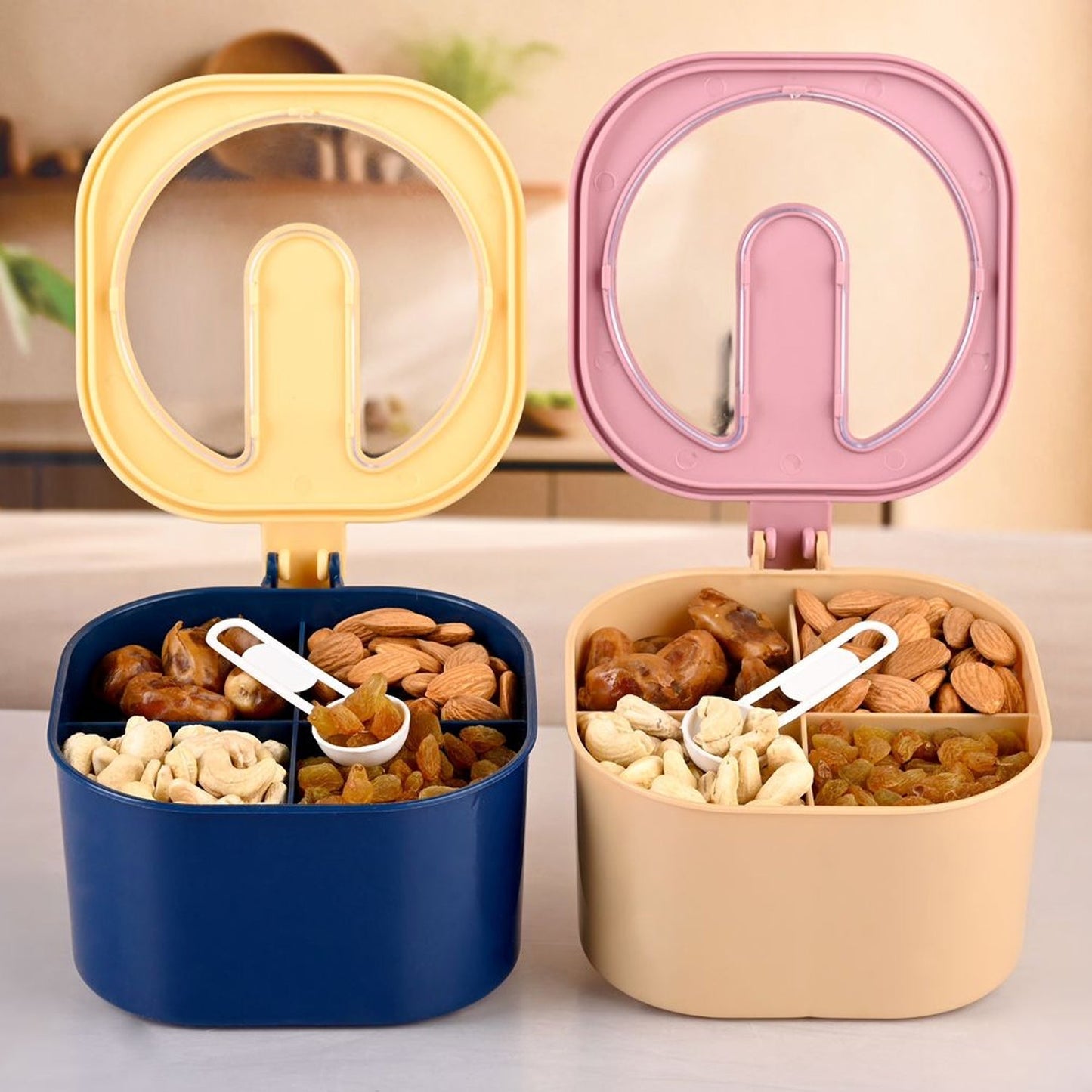 Fancy 4-Section Masala Box for Kitchen Storage (Spice Container) Your Brand