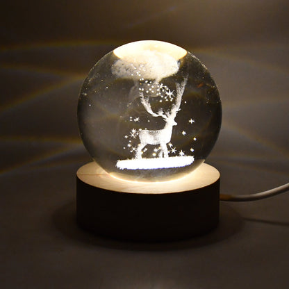 Crystal Ball Night Light Glass Ball Night Lamp with Wood Base Your Brand