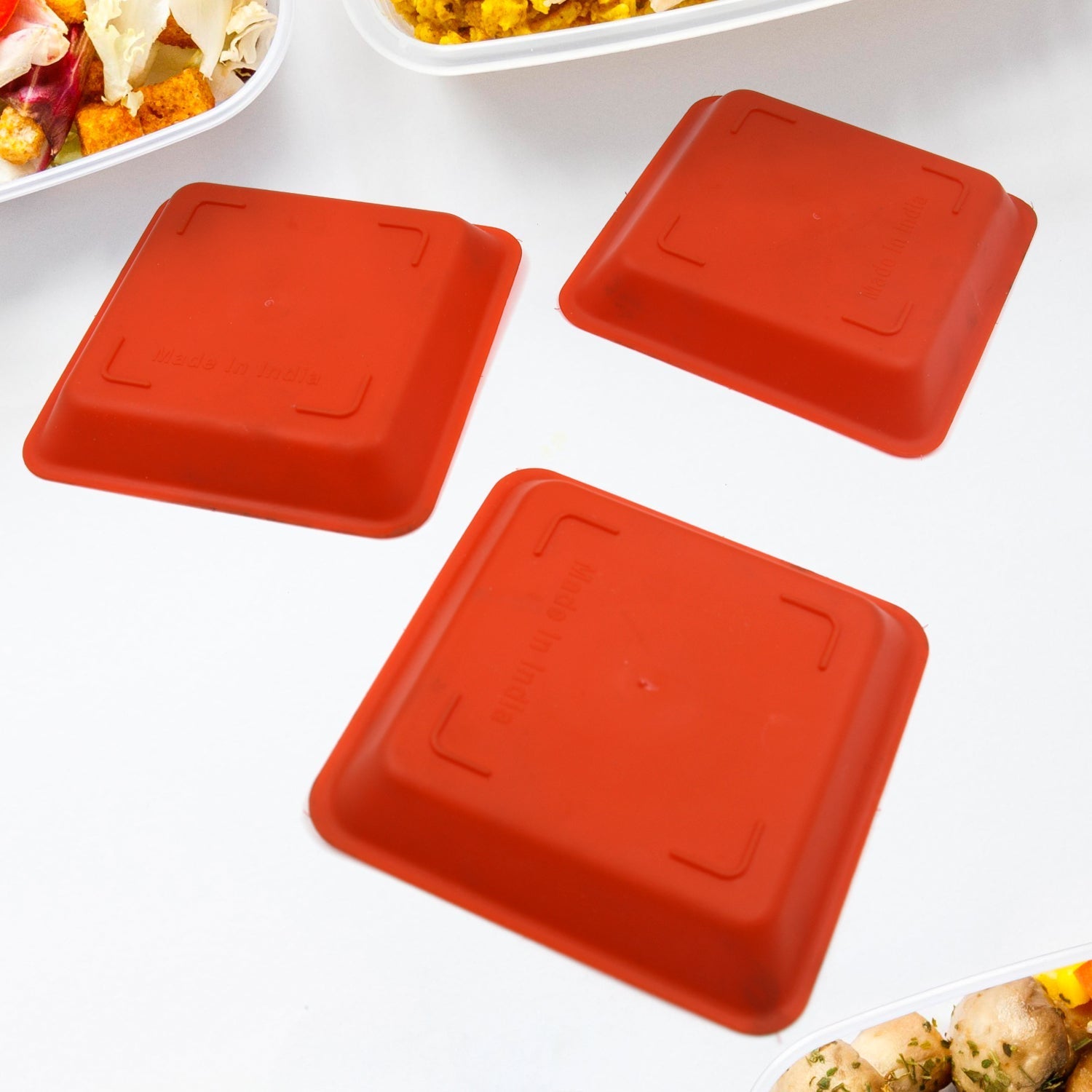 Square Plastic Halwa Dinner Plate Snacks / Breakfast, Restaurant Serving Trays Home School Coffee Hotel Kitchen Office (3 Pcs Set) Your Brand