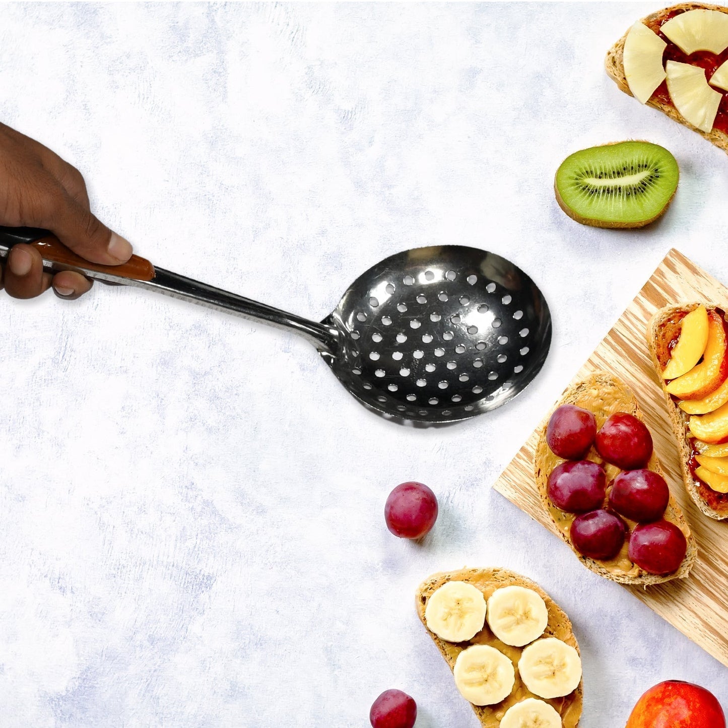 Kitchen Stainless Steel Best Skimmer Slotted Spoon-Cooking Utensils with Heat Resistant Plastic Handle Your Brand