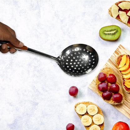 Kitchen Stainless Steel Best Skimmer Slotted Spoon-Cooking Utensils with Heat Resistant Plastic Handle Your Brand