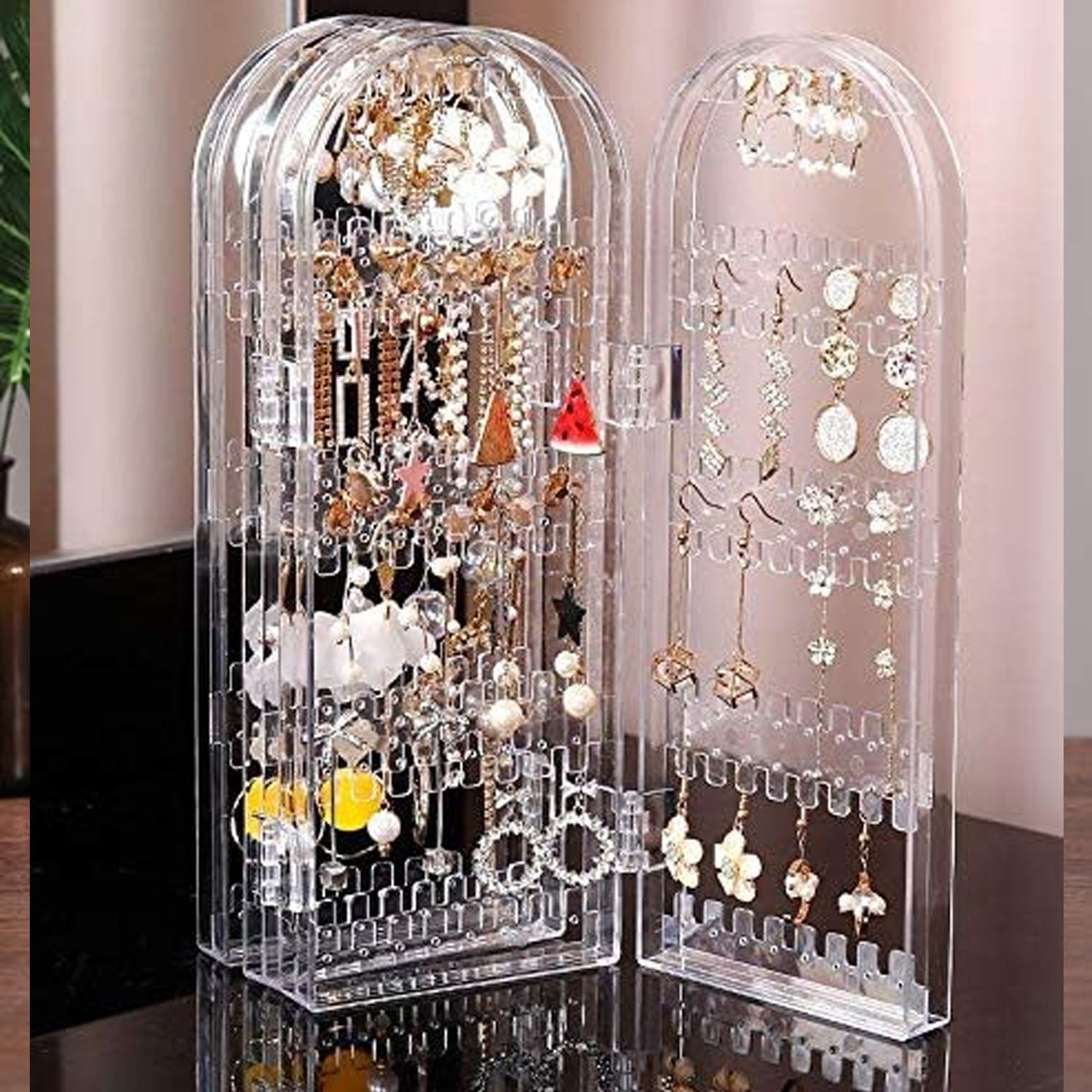 4 Folding Storage Hanger Acrylic Earring Screen Holder Display Stand Clear (1 Set) Your Brand