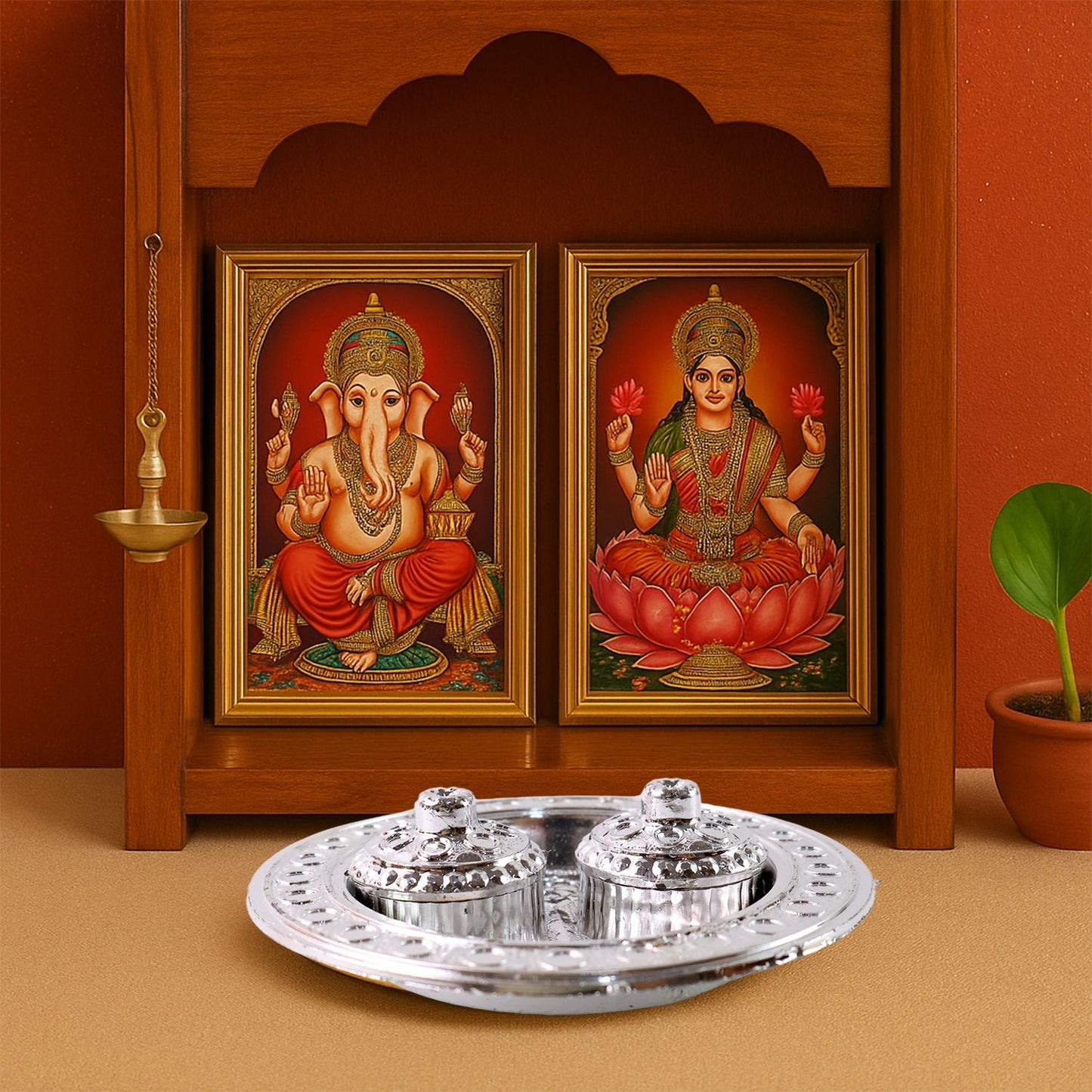 Round Shape Special Puja Thali, Kumkum Thali Holder (1 Pc / Small) Your Brand