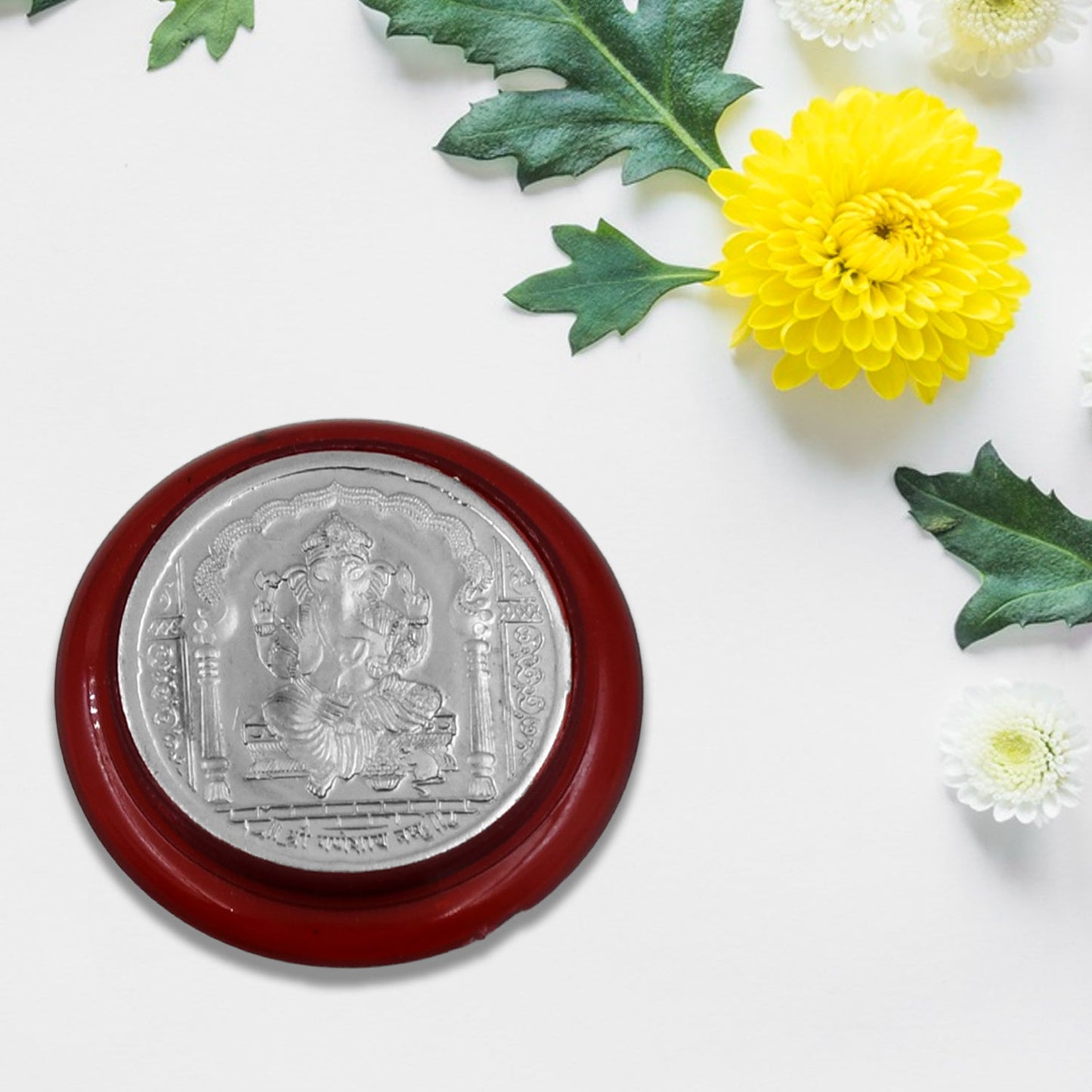 Ganesh Ji, Silver color Coin for Gift & Pooja | Silver Coin | Silver Coin / Diwali Gift (1 Pc / (Metal is not silver) Your Brand