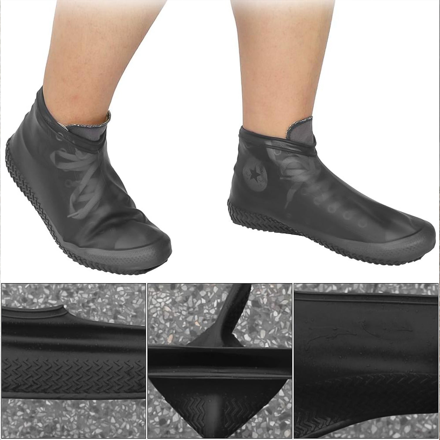 Non-Slip Silicone Reusable Waterproof Rain Shoes Covers (1 Pair / Small / Mix Color) Your Brand