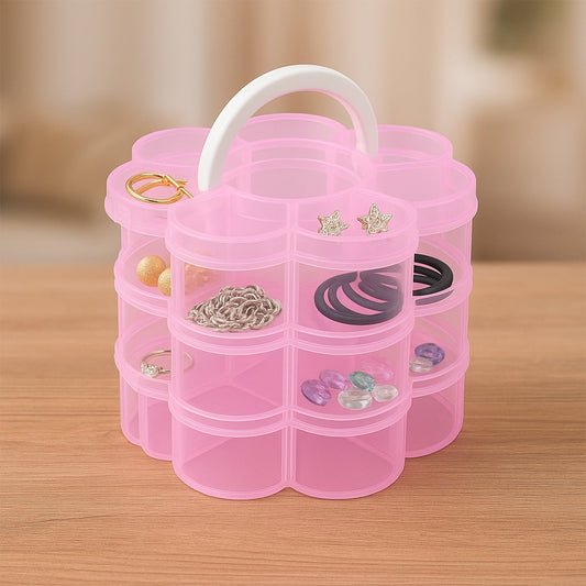 3-Layer Transparent Plastic Flower-Shaped Storage Box with 9 Grids Your Brand