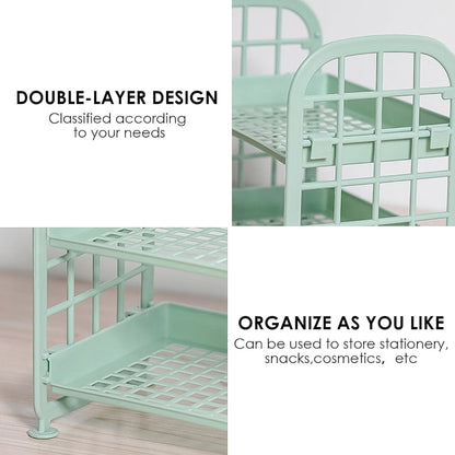 2Layer Foldable Plastic Small Storage Shelf / Rack (1 Pc / Mix Color) Your Brand