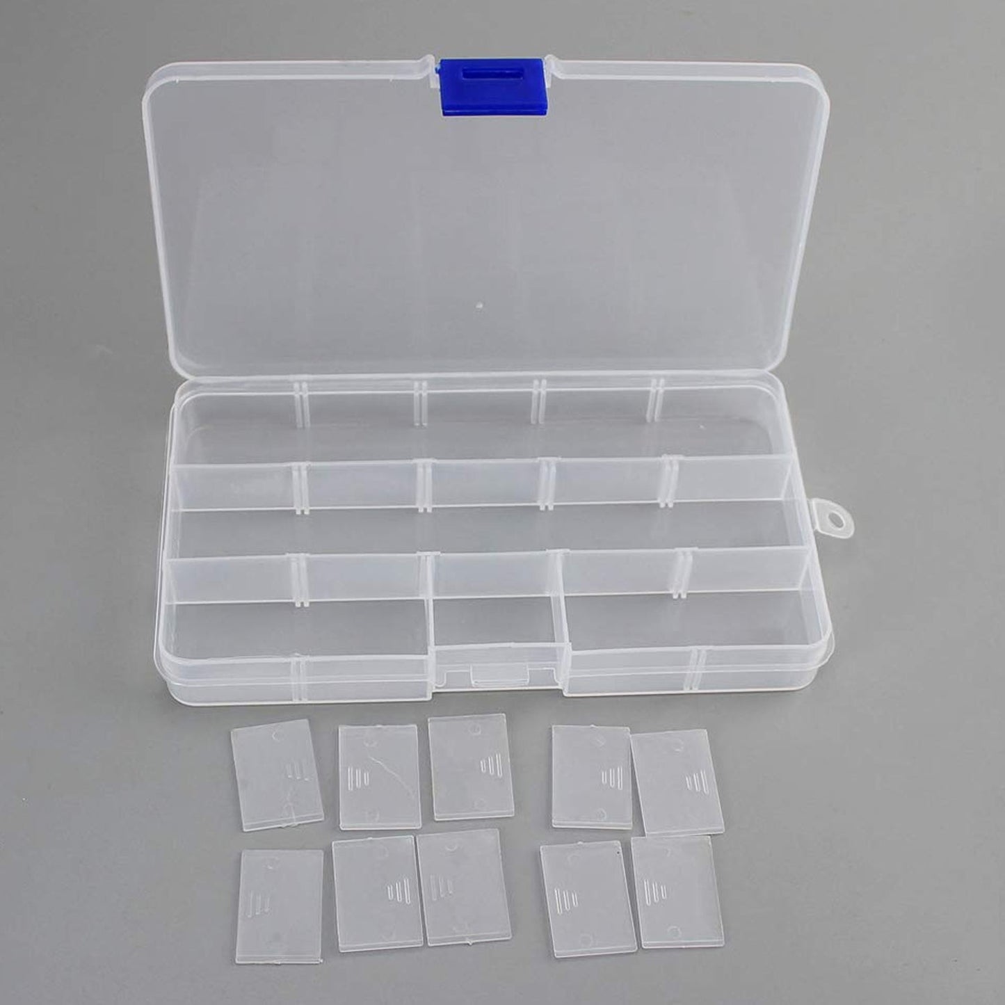 15-Grid Clear Plastic Jewelry Organizer Box with Dividers (1 Pc) Your Brand