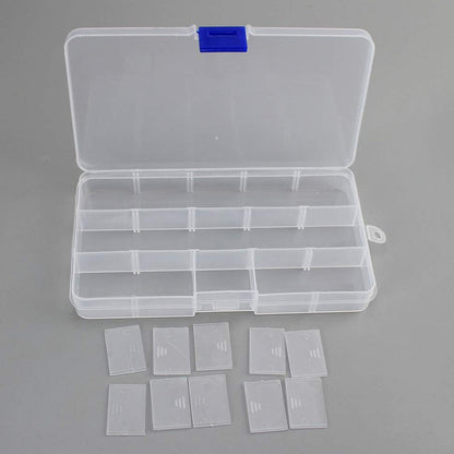 15-Grid Clear Plastic Jewelry Organizer Box with Dividers (1 Pc) Your Brand