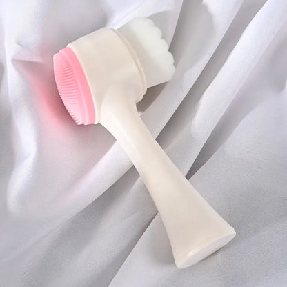 2 in 1 Facial Brush Cleansing | Manual Face Scrubber | Silicone Double-Sided Face Wash Brush for Sensitive, Delicate, Dry Skin (1 Pc) Your Brand