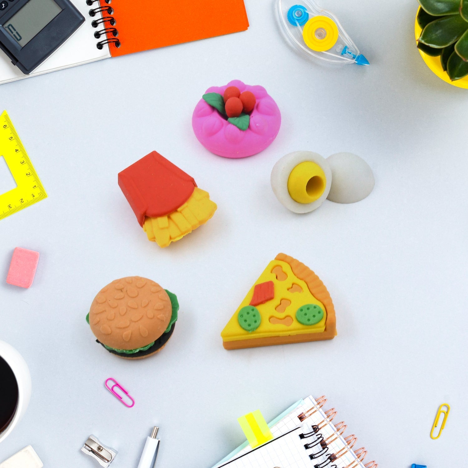 3D Food-Shaped Colorful Eraser Set – Cute Novelty Mini Erasers for Kids (5 Pc Set) Your Brand