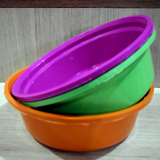 Household Storage Plastic Round Bowl / Tub / Basket / Bucket set - Pack of 3 Your Brand