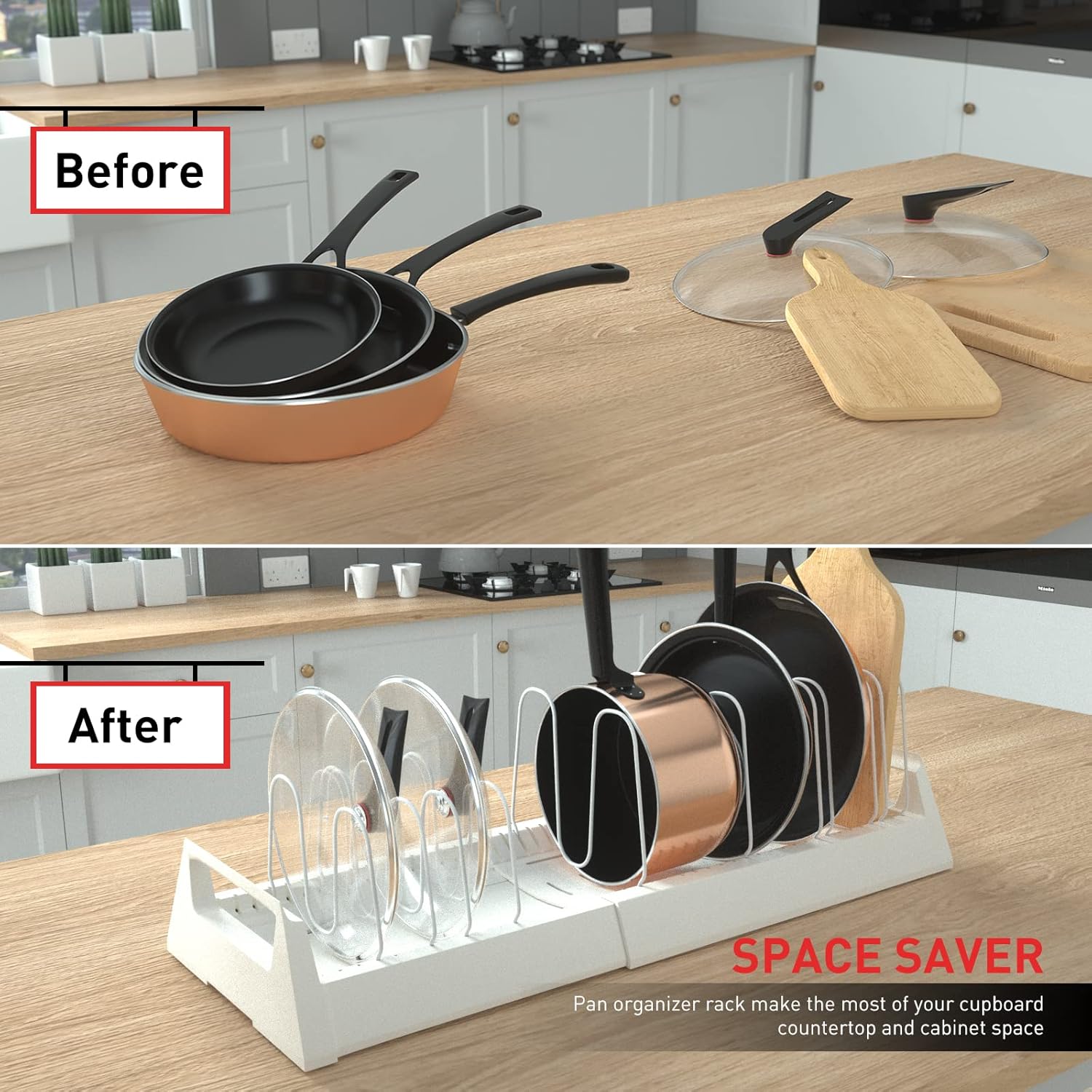 Pots and Pans Organizer Rack for Under Cabinet Your Brand