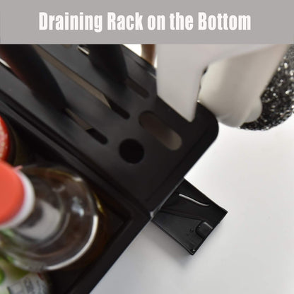 Multifunctional Kitchen Storage Organizer Rack with 6 Spice Containers, Knife & Spoon Holder, and Top Shelf Your Brand