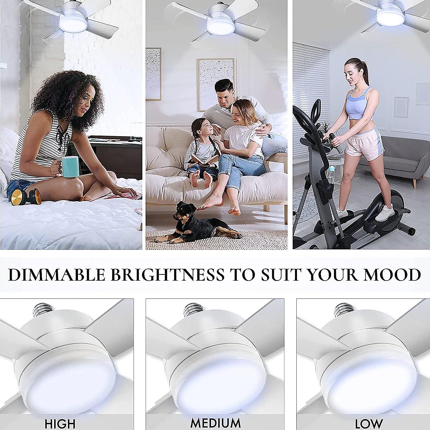 Original Cool LED Socket Fan Light – Ceiling Fan Replacement, 1000 Lumens/5000K, Remote Controlled (Remote Battery Not Included) Your Brand