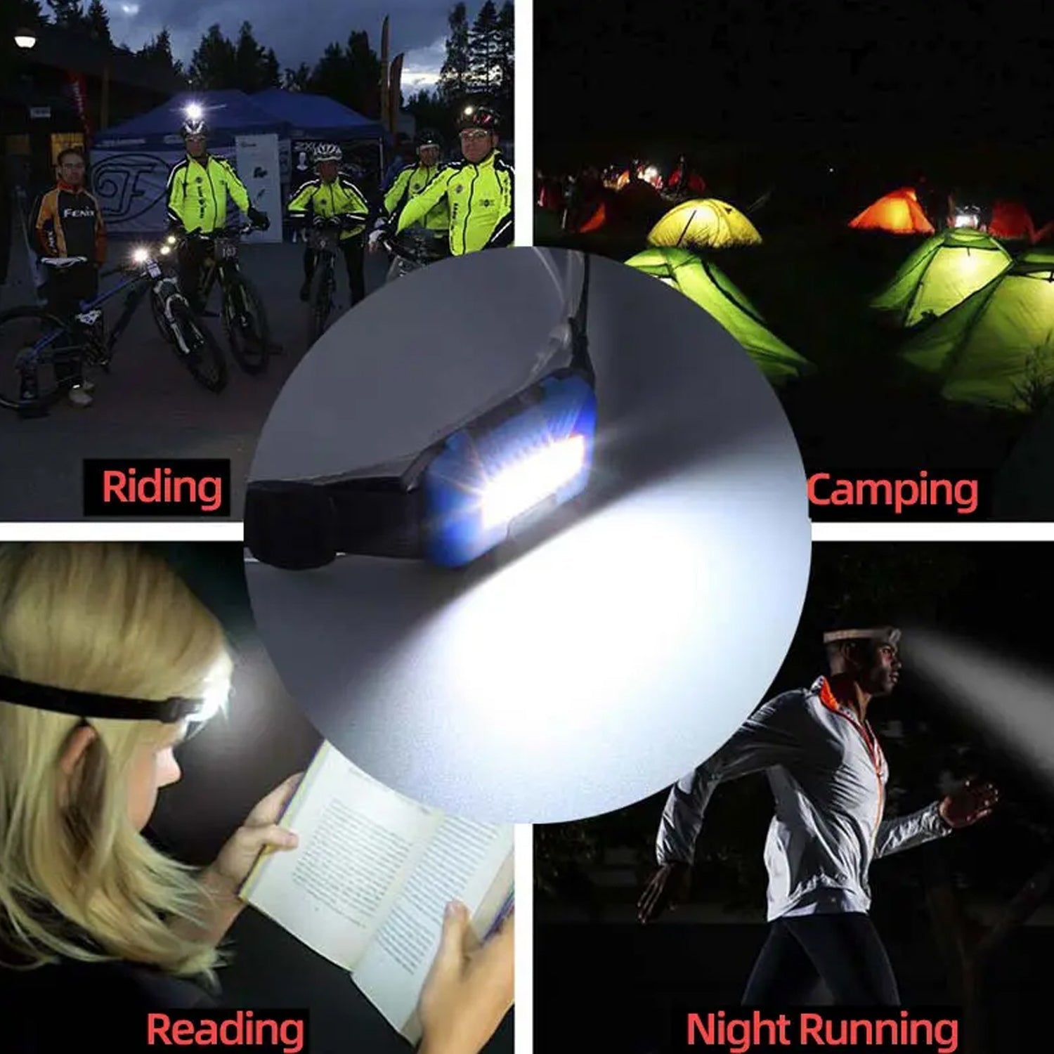 10W COB Waterproof Headlamp – Portable Lantern for Camping, Hiking, Cycling & Hunting (1 Pc) Your Brand