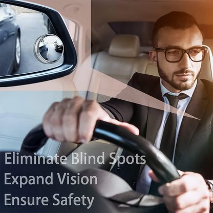 360DEGREE BLIND SPOT ROUND WIDE ANGLE ADJUSTABLE CONVEX REAR VIEW MIRROR - PACK OF 2 Your Brand