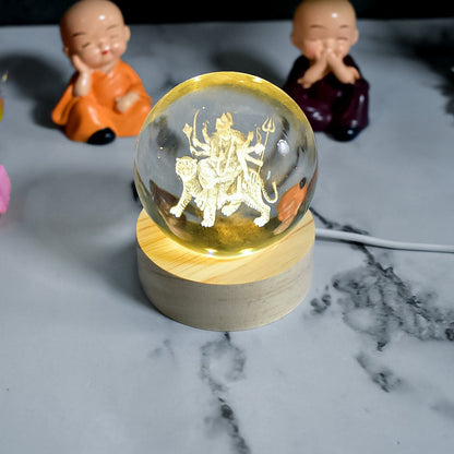 Ambaji 3D Crystal Ball lamps With Base (1 Pc) Your Brand