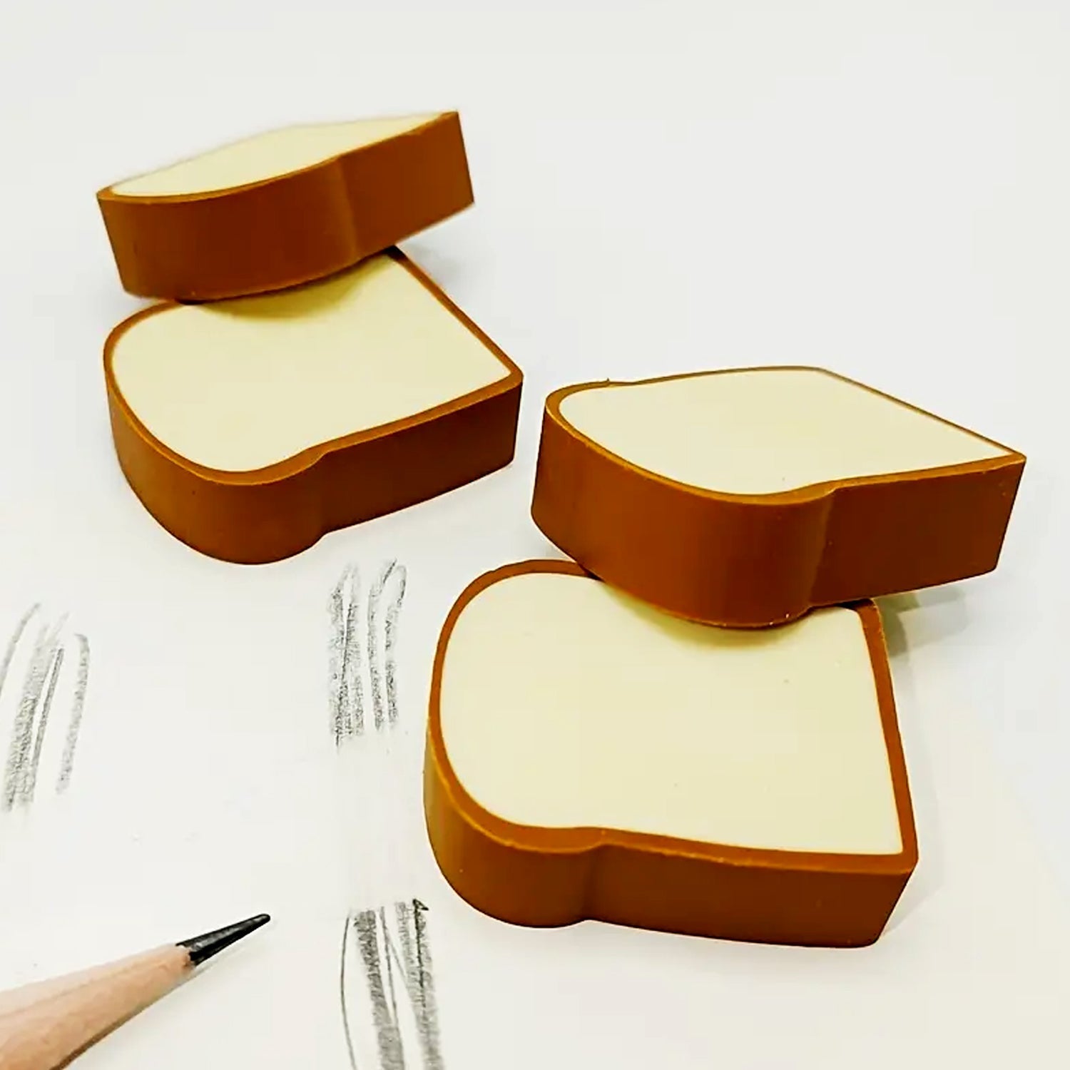 3D Toast Bread Shape Eraser for Kids, Cartoons Erasers Toast Bread Erasers Bread Shaped Eraser for Students, Gift, Cute Fun Food Erasers for School Classroom, Stationery for Boys & Girls (4 Pcs Set) Your Brand
