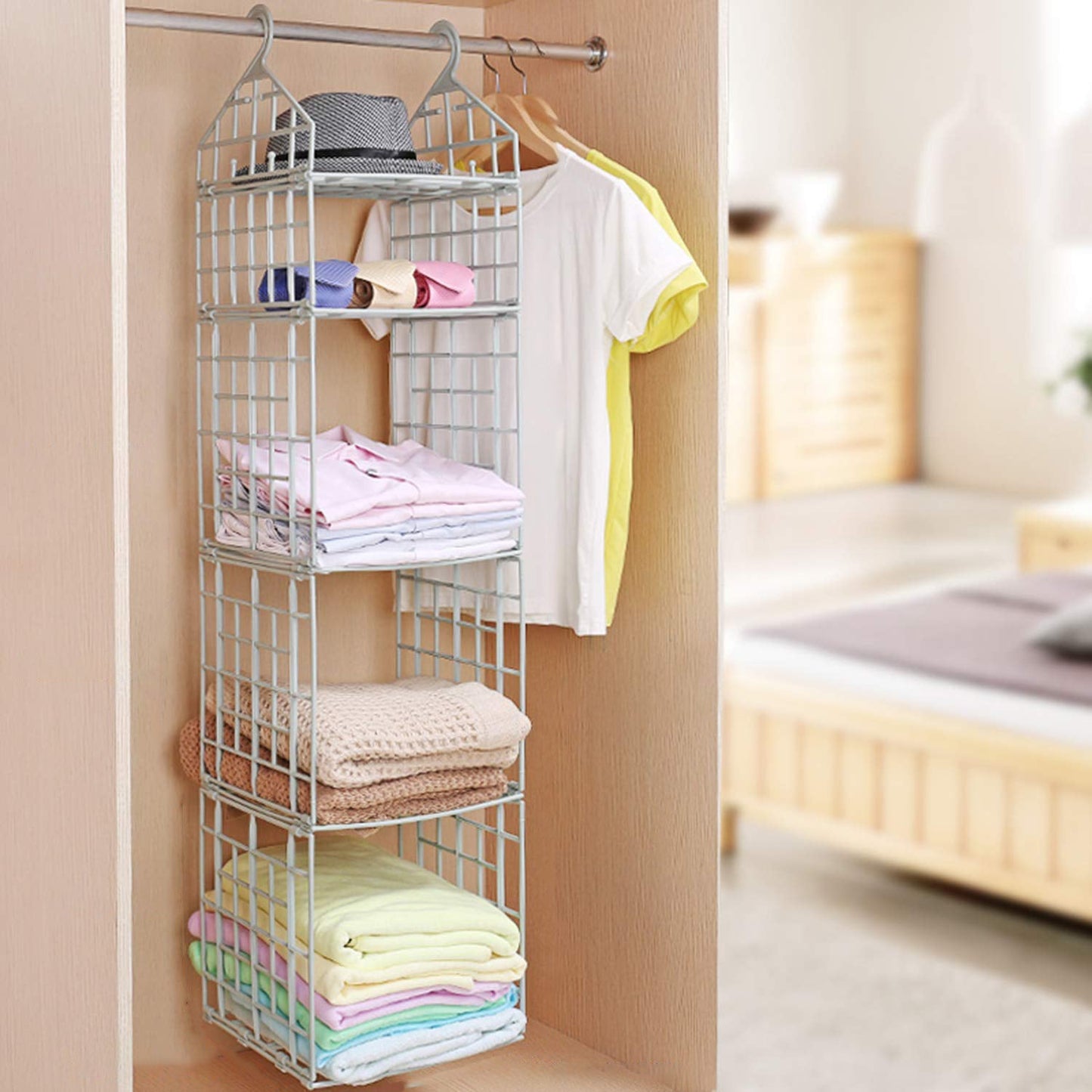MULTIPURPOSE 5 LAYER FOLDING CLOTHES STORAGE RACKS||CLOSET FOR STUDENTS WARDROBE SHELVES SOCKS, SCARF, T-SHIRT, ETC||HANGING ORGANIZER STORAGE HOLDERS & RACKS Your Brand