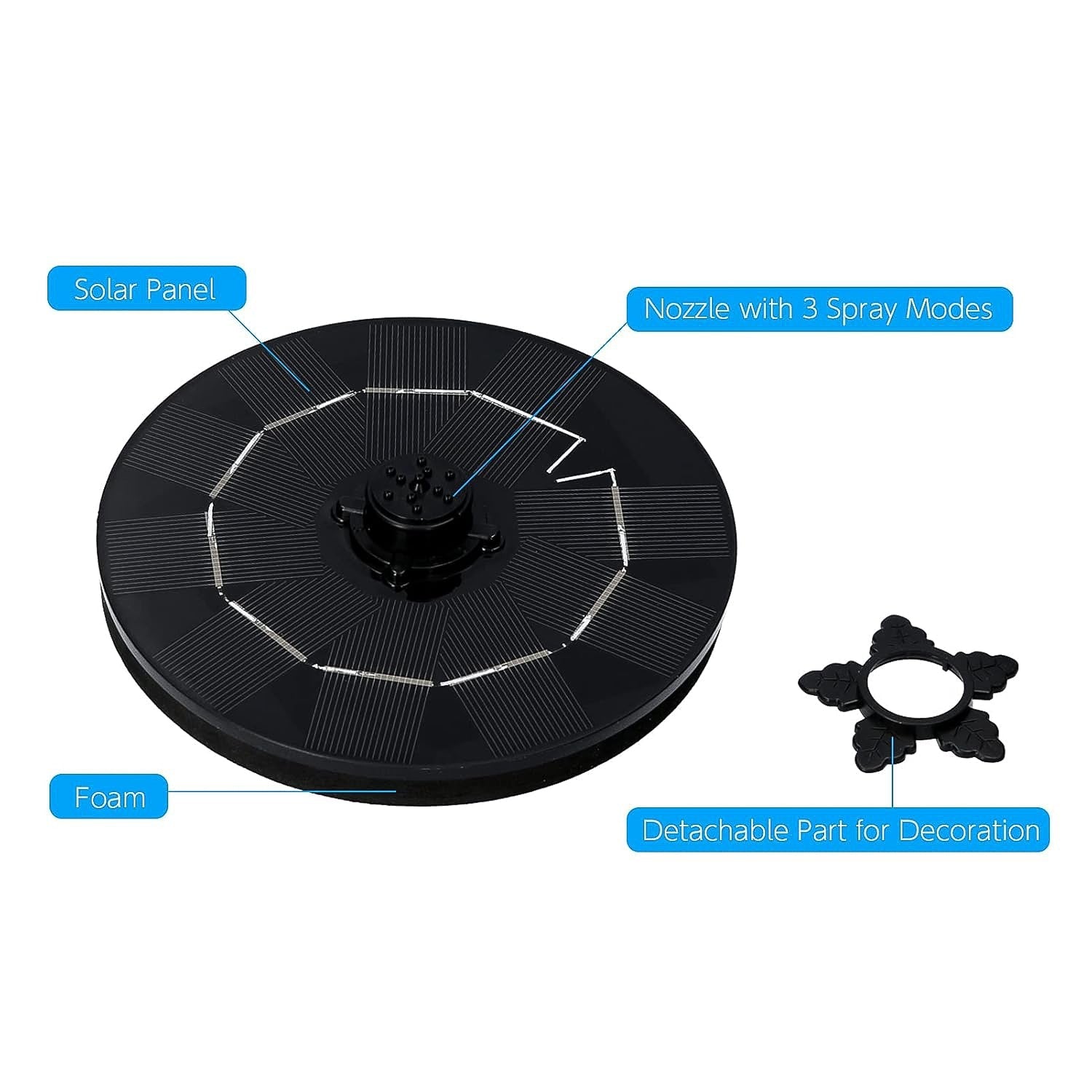 Fast Fountain by Pocket Hose - Solar-Powered - Instantly Adds a Water Feature Virtually Anywhere - 5 Spray Modes - No Installation or Batteries Required - Great for Bird Baths, Pools, Pond & More (1 Pc) Your Brand