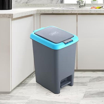 Apex Plastic Push N Pedal Dust Bin | Hands-Free Operation, Compact Design 6.5 Liters (1 Pc / Mix Color) Your Brand