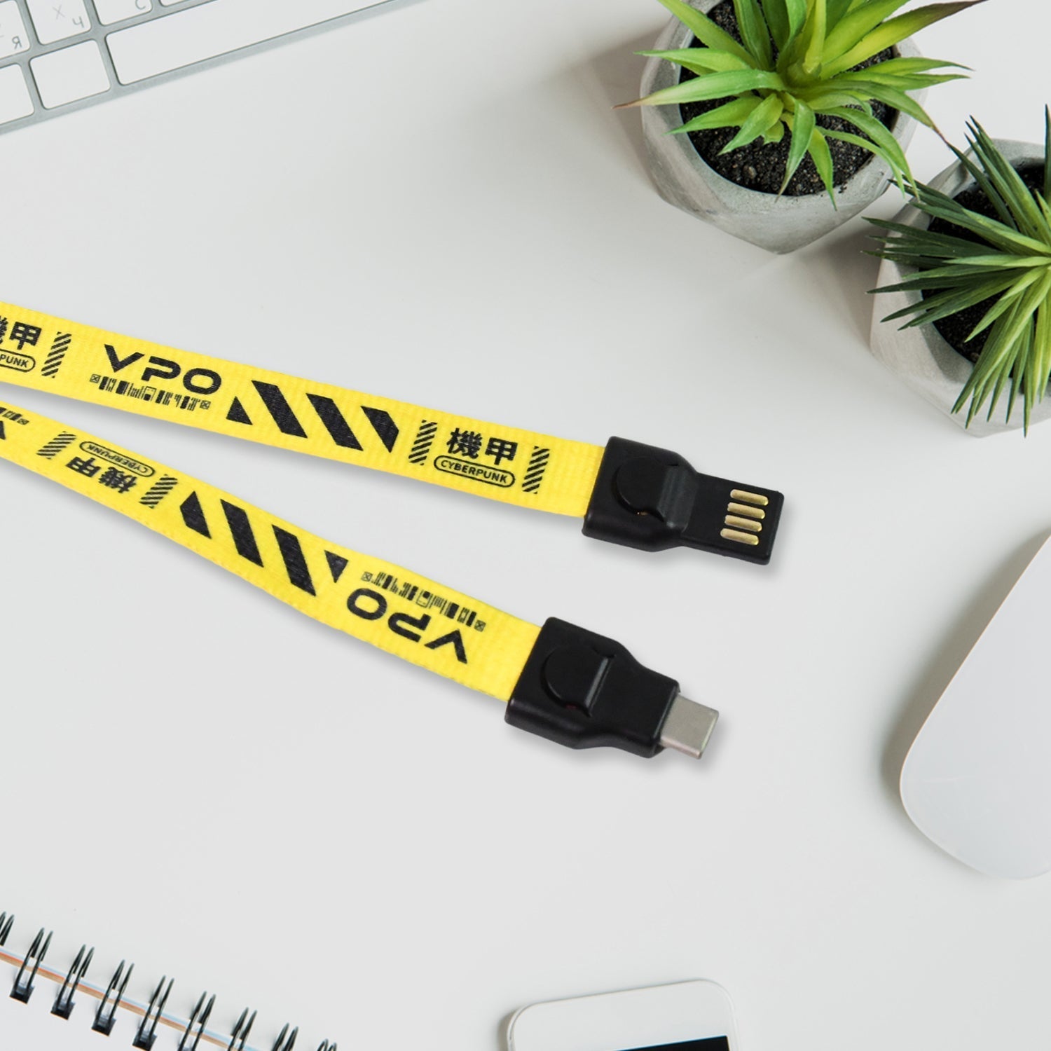 2 in 1 Lanyard Strap USB Charging Cable (1 Pc) Your Brand