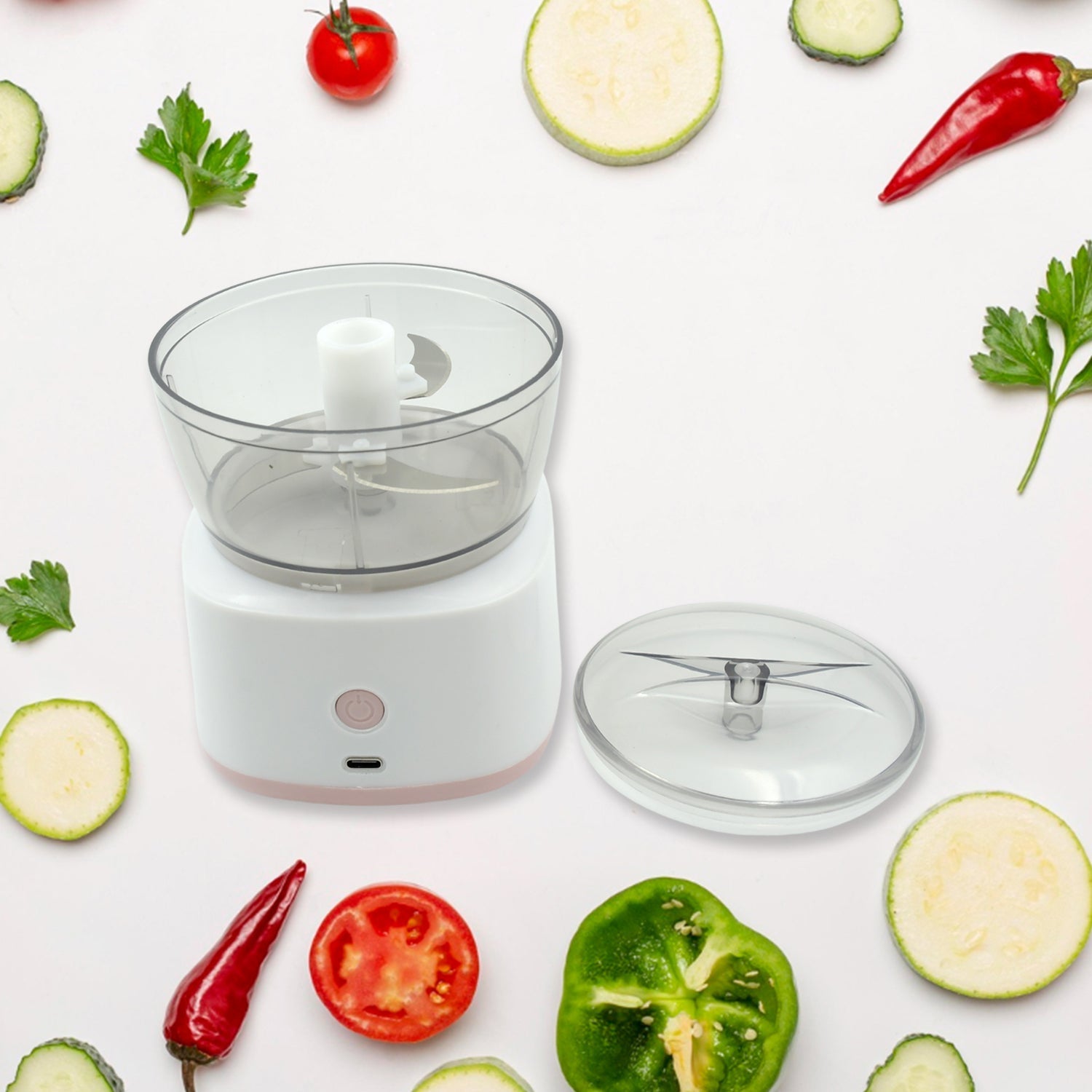 Portable Mini Food Processor Chopper Electric Veggie Chopper 3 Blades With Charching Cable Type C, Vegetable Chopper, Garlic Chopper Food Grinder for Chopping Ginger, Pepper Chili, Onion, Fruit, Meat Your Brand