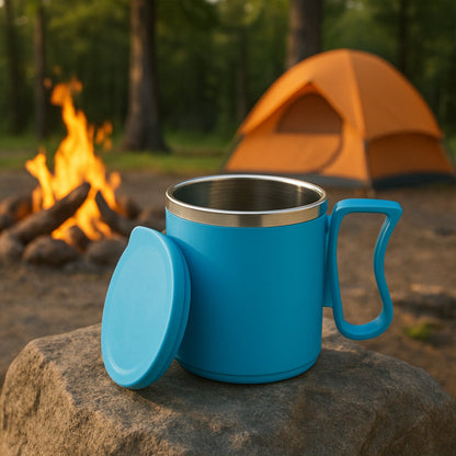 300ml Stainless Steel Mug: Insulated, Leakproof Lid, Hot/Cold Drinks (Mix Color) Your Brand