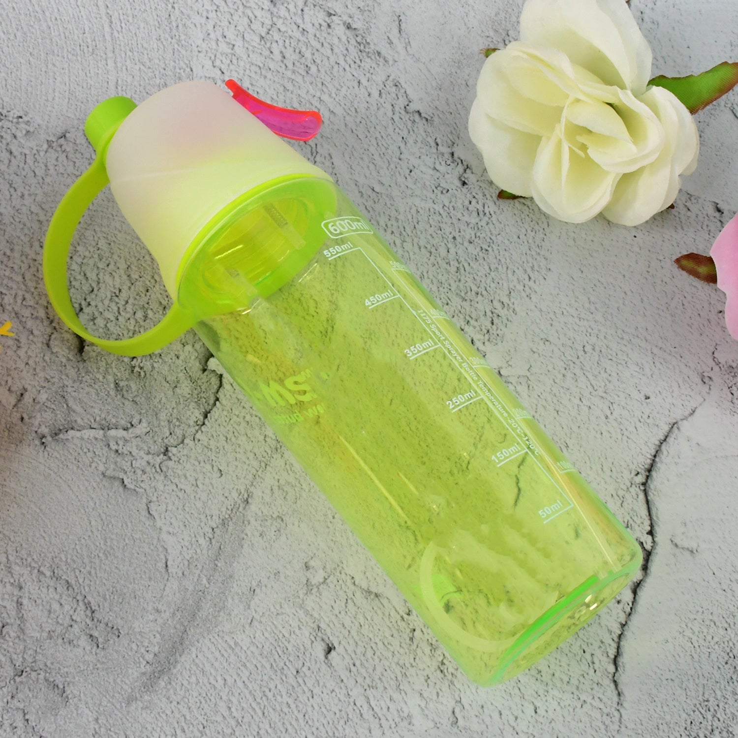 Plastic 2 In 1 Mist Spray Water Bottle (Multicolour / 600 ML / 1 Pc) Your Brand