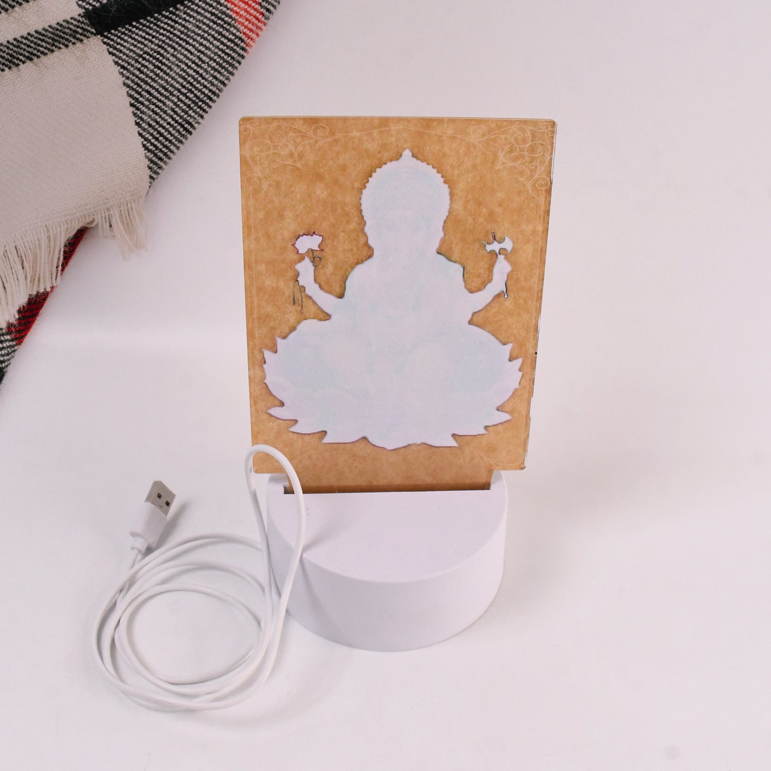 Beautiful 3D Lord Ganesh Frame with soft white light, Ganesh Ganesha (1 Pc) Your Brand