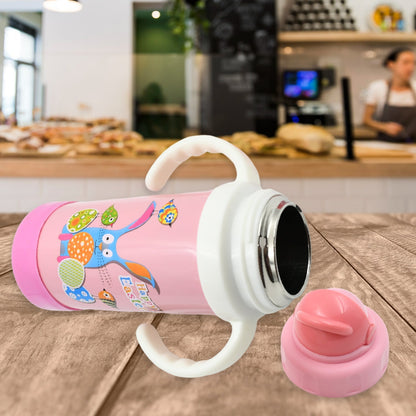 Stainless Steel Water Bottle With Handle & Straw Leak Proof, Rust Proof, Hot & Cold Drinks, Gym Sipper BPA Free Food Grade Quality, Steel fridge Bottle For office / Gym / School (350 Ml) Your Brand