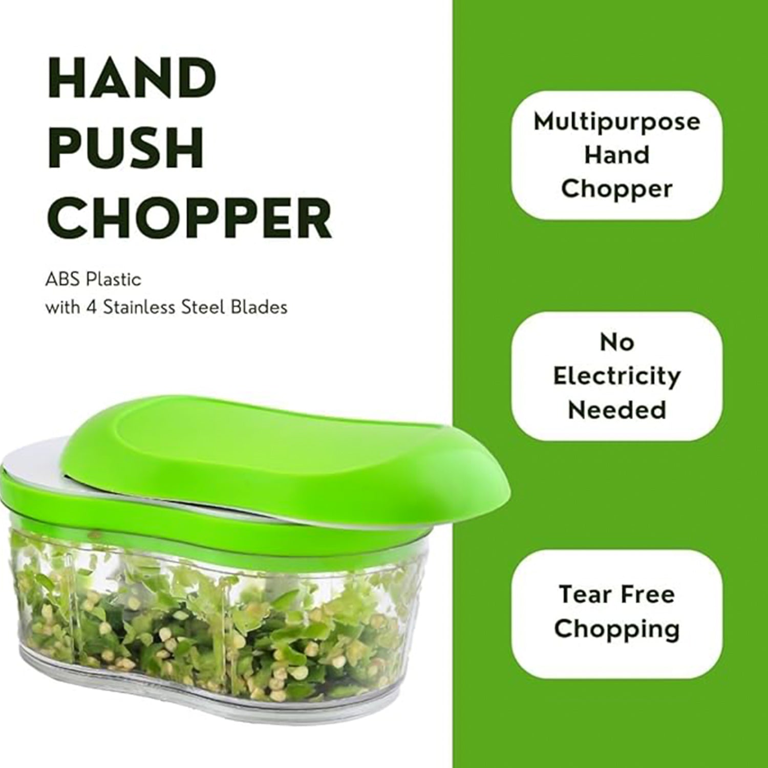 Manual Hand Push Garlic Cutter & Vegetable Chopper (1 pc) Your Brand