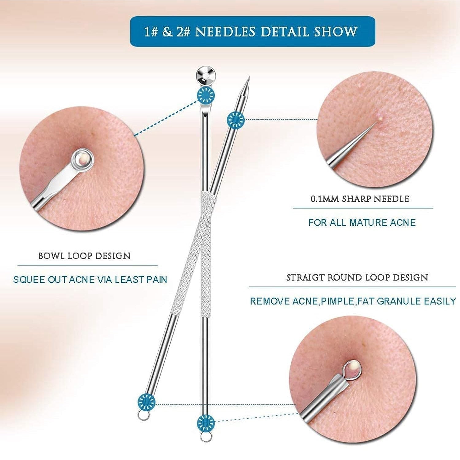 Blackhead Remover, 4-in-1 Stainless Steel Pimple Extractor Tool (1 Pc) Your Brand