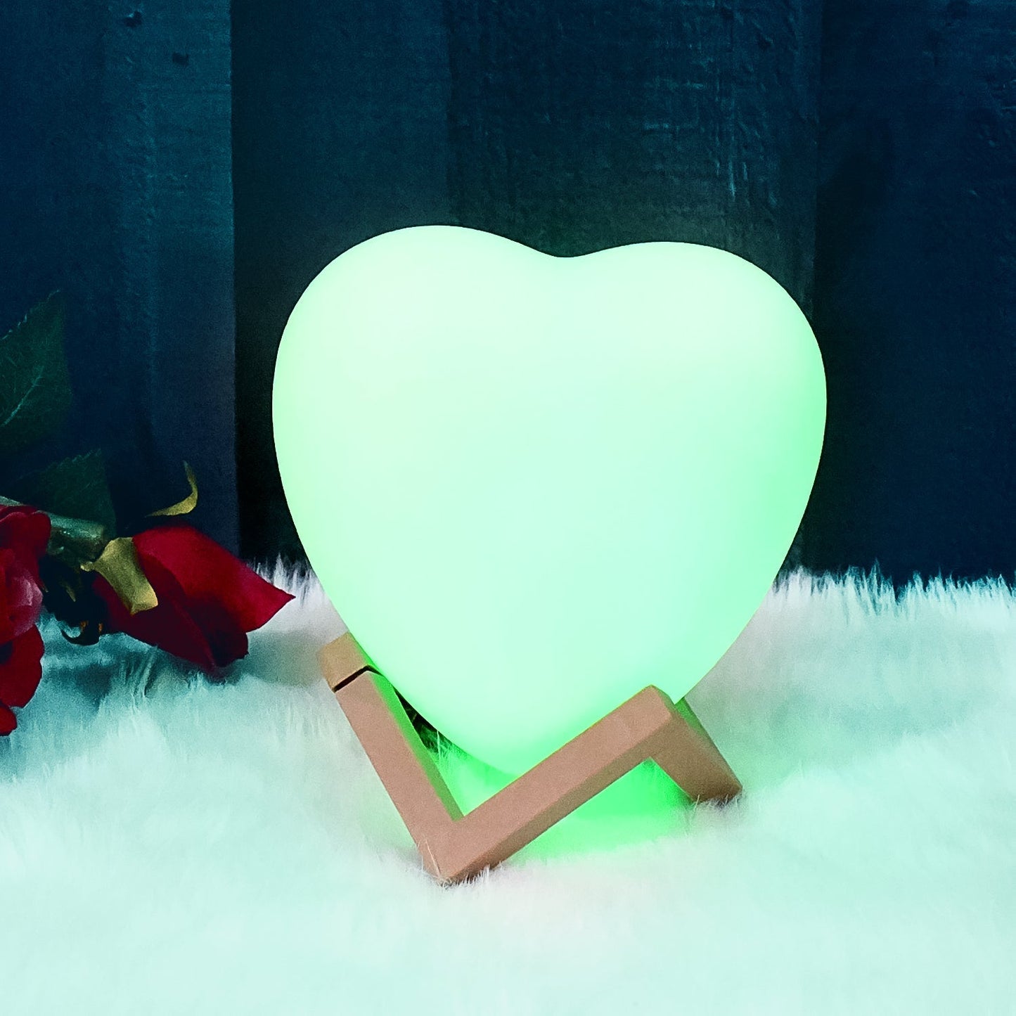 3D Heart Shape Moon Night Lamp with Plastic Stand (13 x12 Cm / 1 Pc) Your Brand
