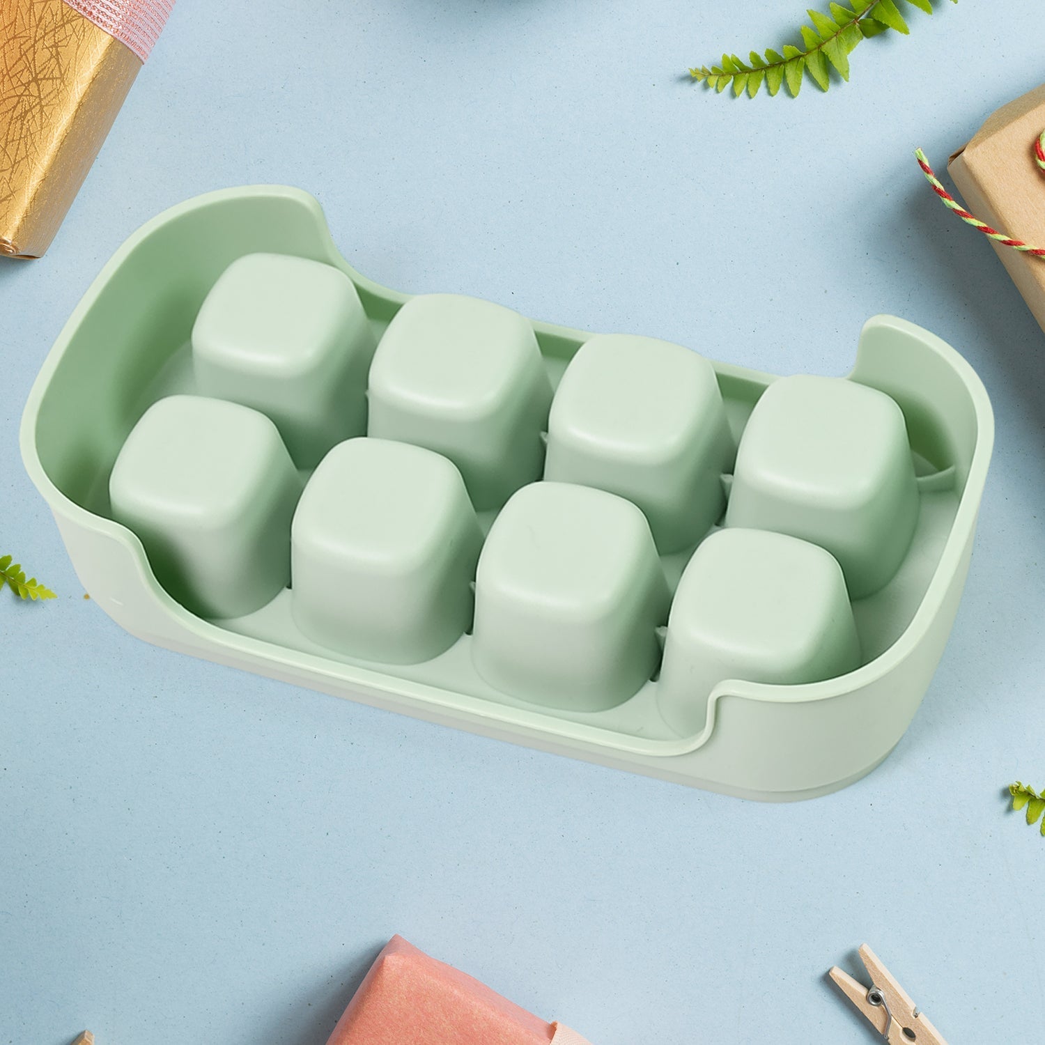 Ice Mold, 8 Grid Food Grade Portable Plastic Ice Tray (1 Pc / 15×8 Cm) Your Brand