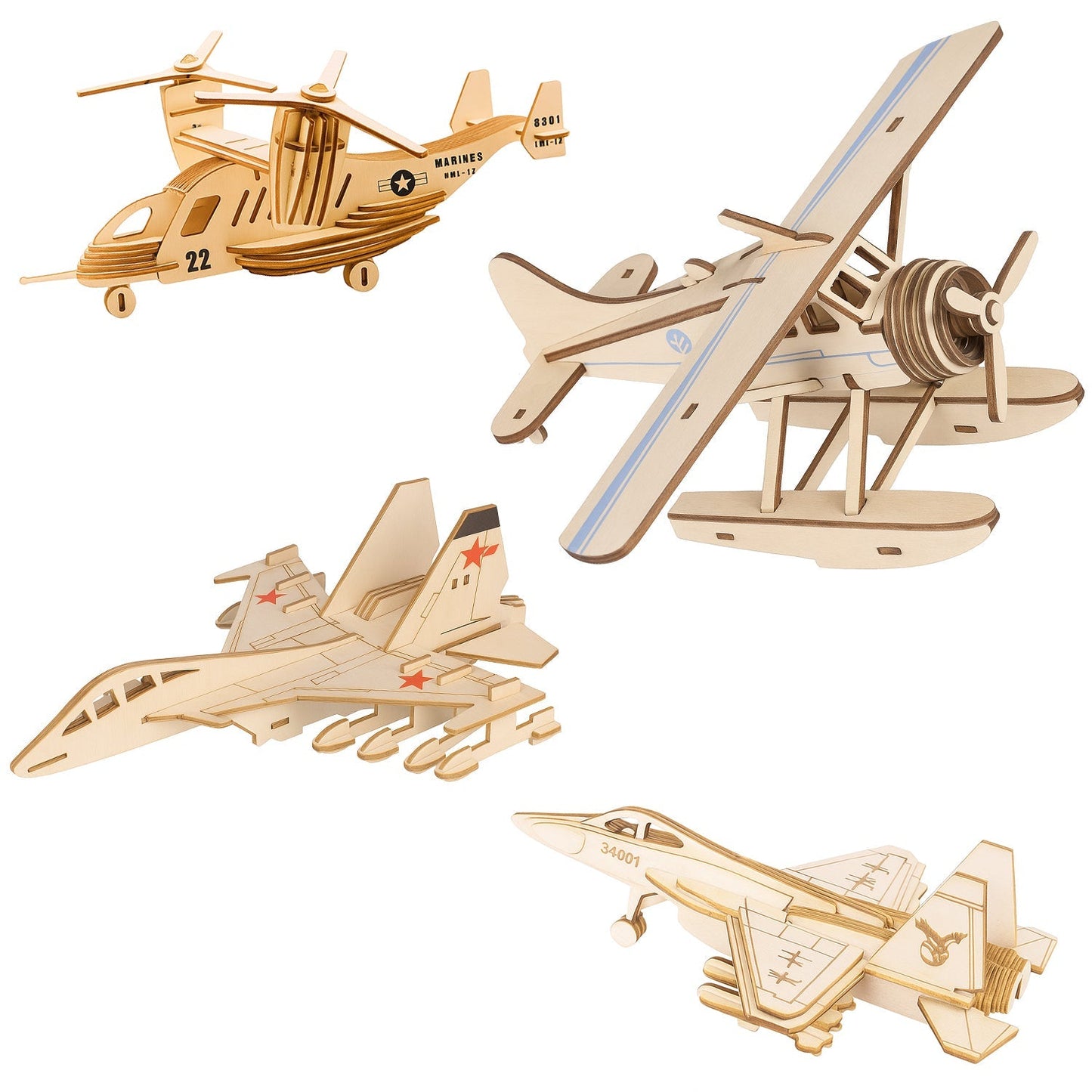 3D Wooden Aircraft Puzzle DIY Assembly Kit (Mix Design – 1 Set) Your Brand