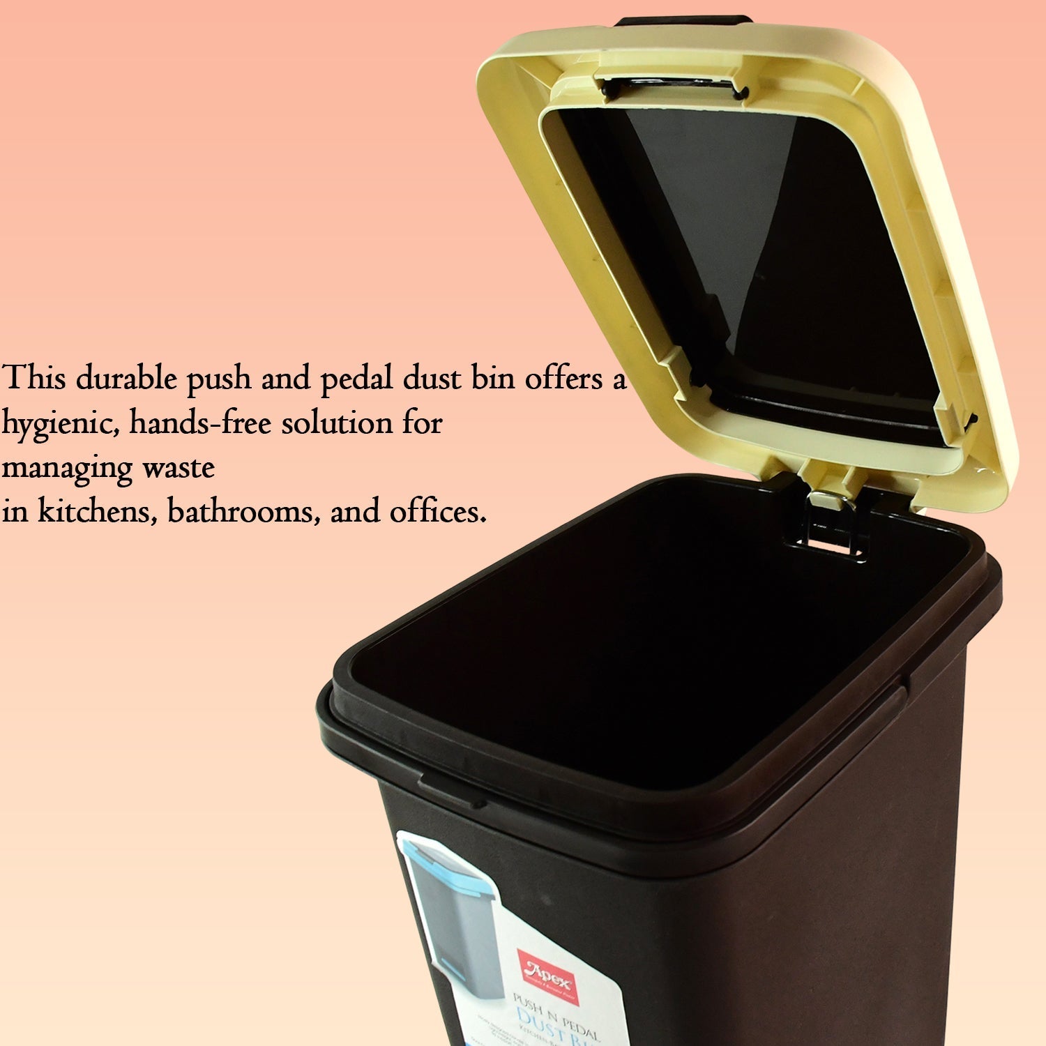 Apex Push N Pedal Plastic Dustbin 10L Capacity (1 Pc) Your Brand