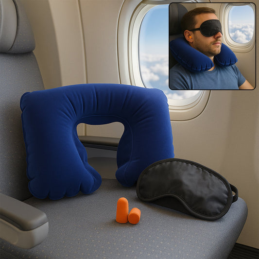 3in1 Air Travel Kit with Pillow, Ear Buds & Eye Mask Your Brand