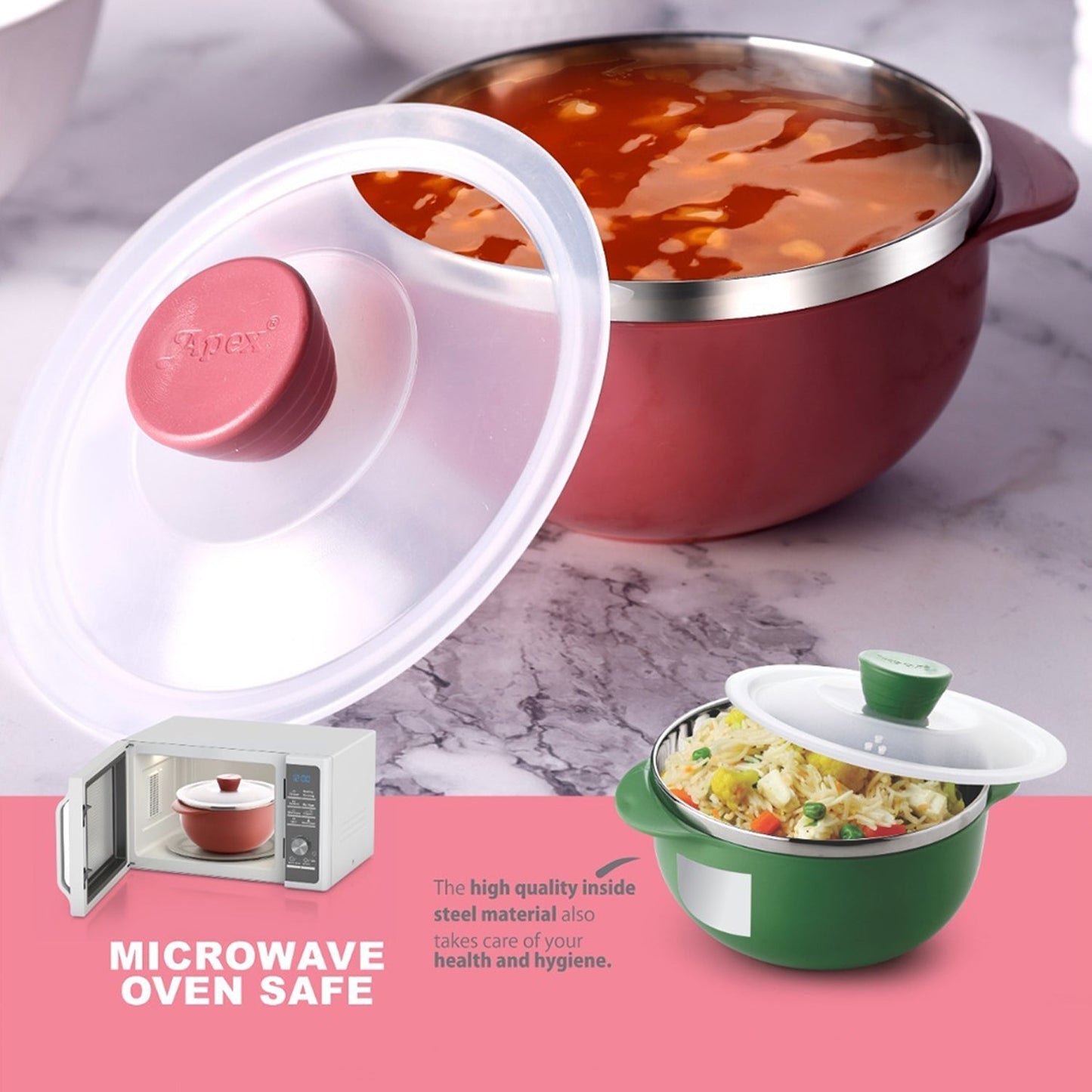 Apex Premium Plastic Serving Bowl Set with Lids (2 Pc) Your Brand