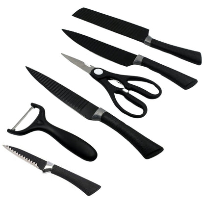 6 Pieces Professional Kitchen Knife Set, Meat Knife, Chef's Knife with Non-Slip Handle for Home, Kitchen and Restaurant with Chef Peeler and Scissor (Stainless Steel / 6 Pcs Set) Your Brand