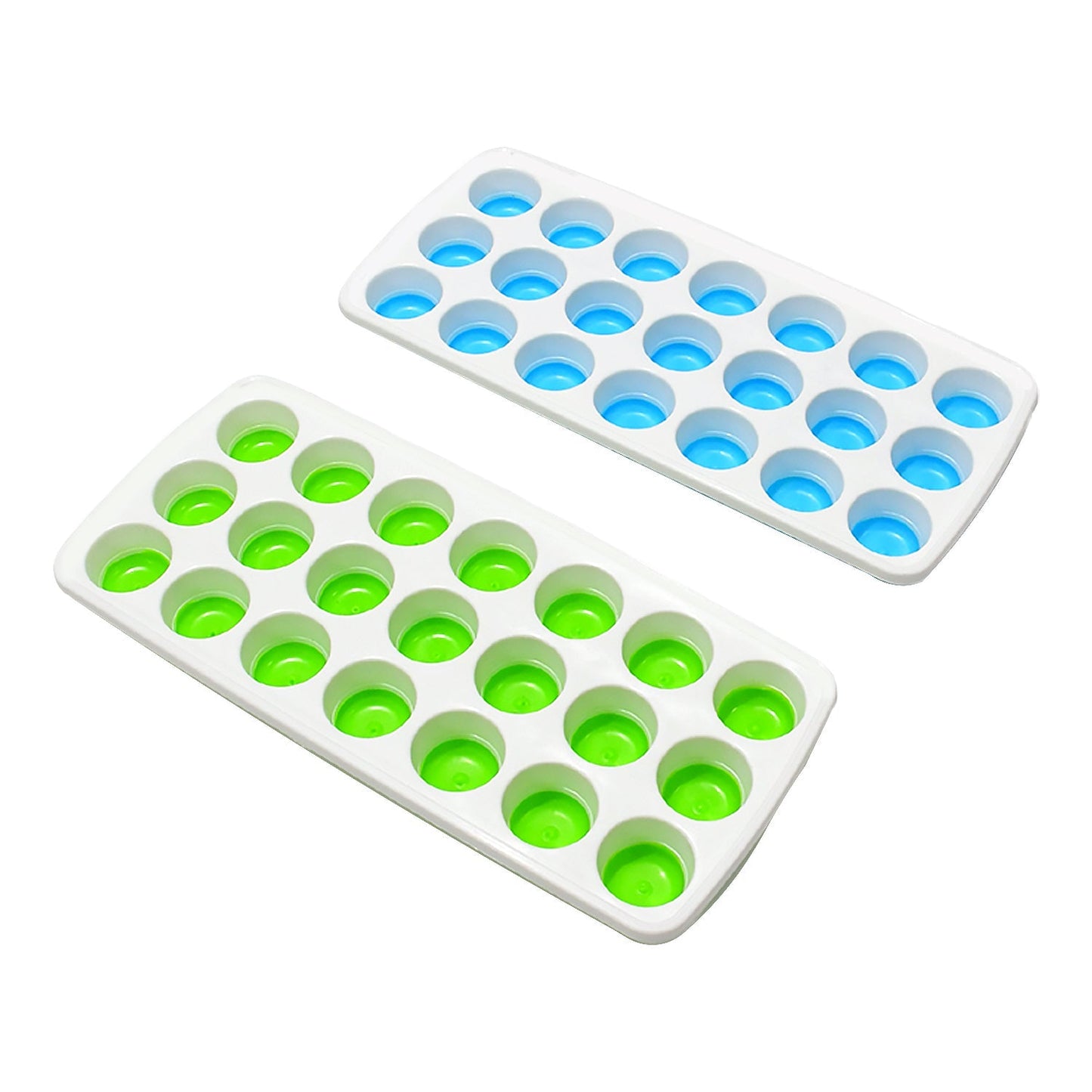 21 Cavity  Up Ice Cube Trays-Easy Release, Flexible Silicone Bottom - Stackable, BPA Free, Food Grade - for Convenient Freezer Ice Making (2 Pc Set) Your Brand
