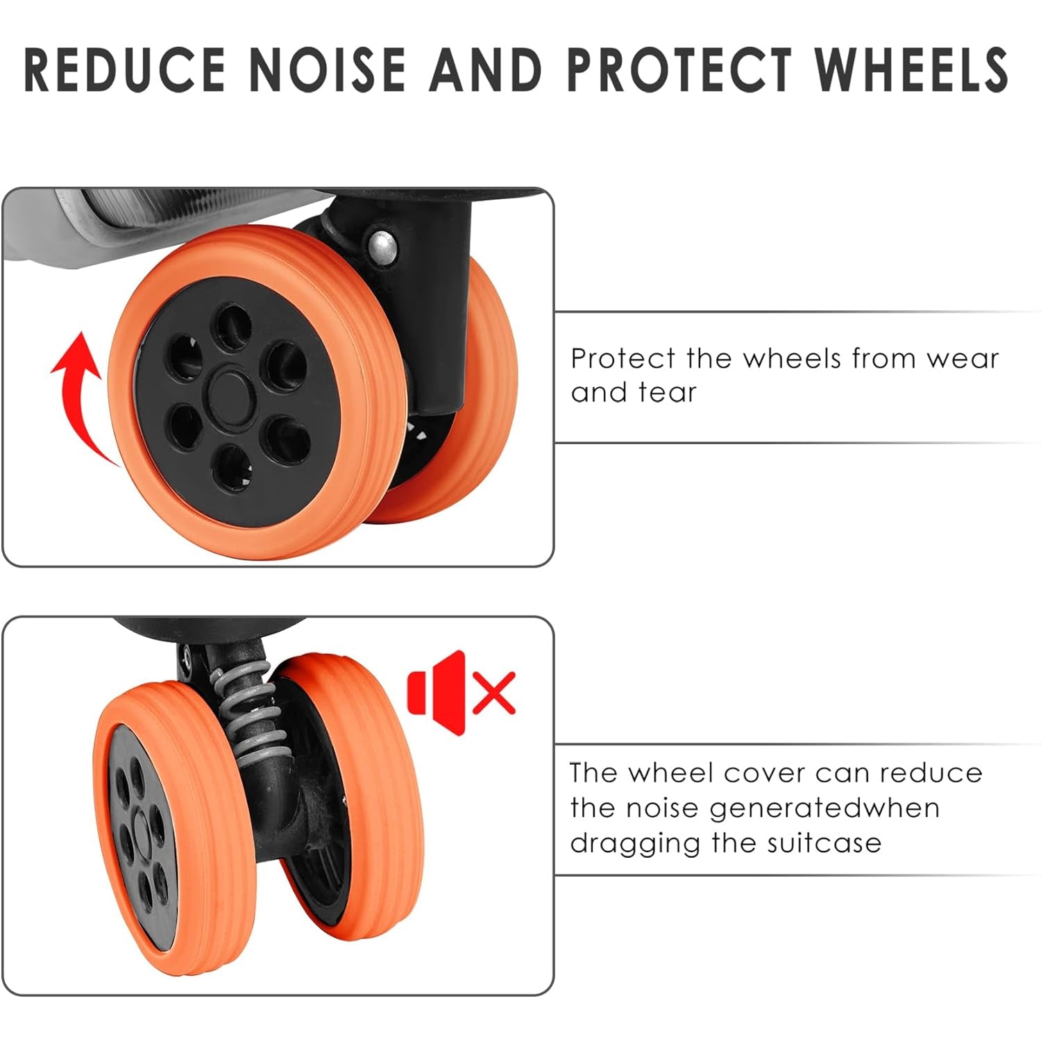 Silicone Suitcase Wheel Covers – Noise Reduction & Protection (4 Pc Set) Your Brand
