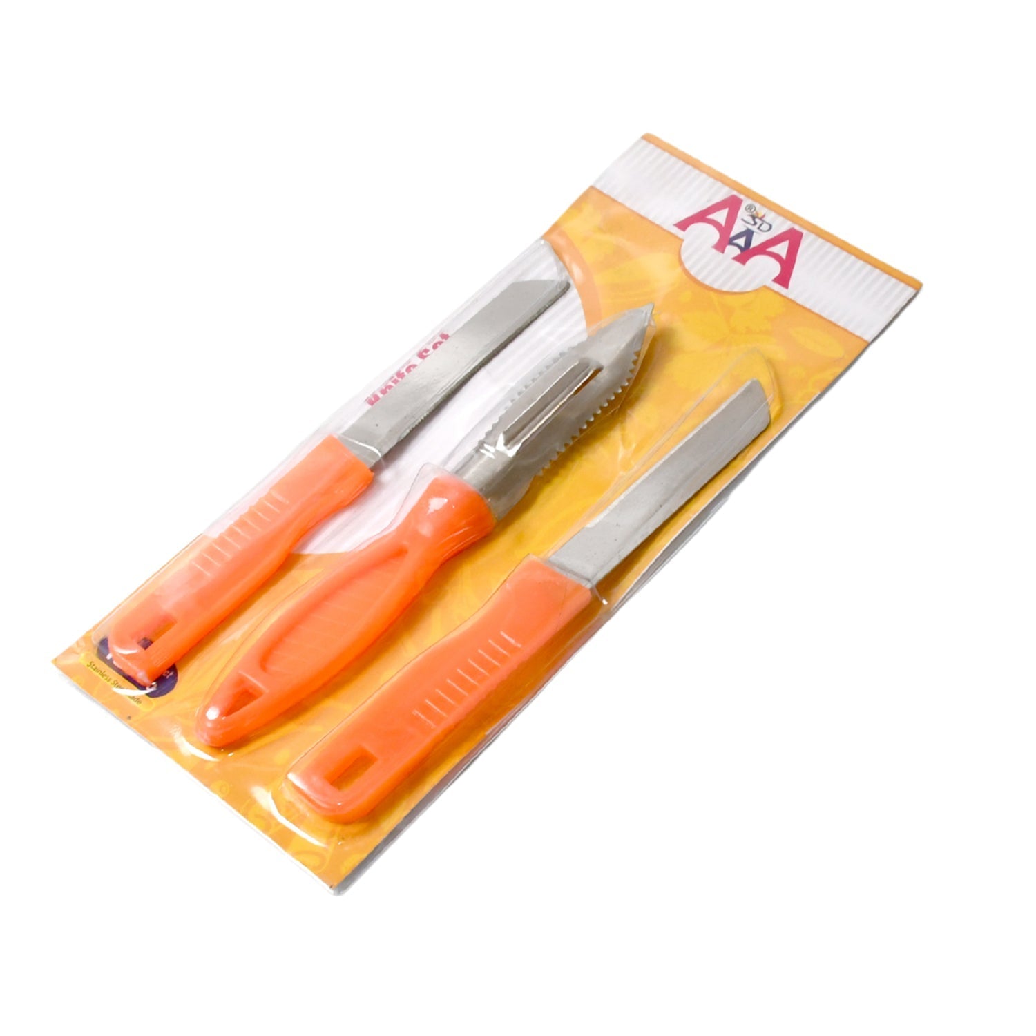 3in1 Multipurpose Stainless Steel Classic Kitchen Knife Set of 3 for Fruits and Vegetable Chopping / Cutting / Peeling, Kitchen Knife / Vegetable Peeler / Plain Knife Your Brand