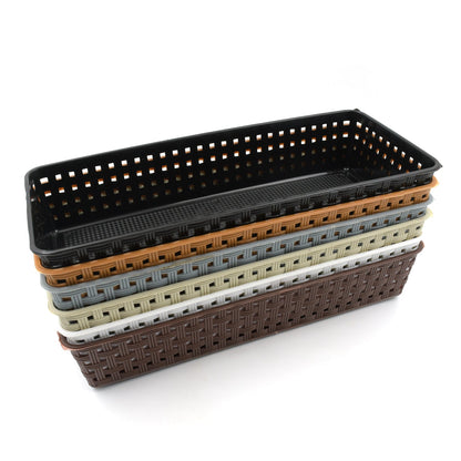 Plastic Multipurpose Desk Organizer Tray Office Drawer Dividers Storage Bins for Kitchen, Bathroom, Office, Makeup, Bedroom Dresser, Craft Basket Rack Multicolour (6 Pcs Set) Your Brand