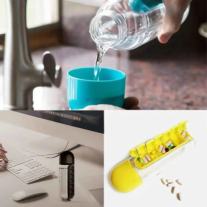 Daily Baby Care 2-in-1 Pill & Vitamin Organizer Water Bottle 600ml – BPA-Free Travel Bottle
