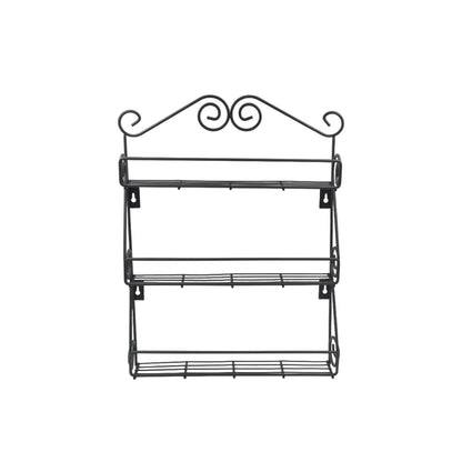 Big Wall Mounted Iron Wall Shelf with 3 Storage Racks for Kitchen, Pantry, Cabinet, Counter top or Free Standing, Rack Holder for Kitchen Your Brand